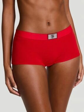 NWT Victoria's Secret SHINE Patch Cotton/Modal Boyshort Panty Red